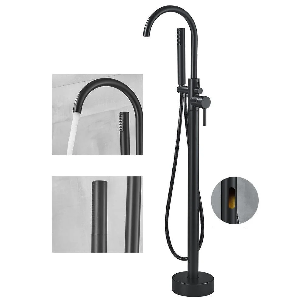 Modern High Arc Tap Brass Floor Mounted Free Standing Tub Filler Tap -Bathlova