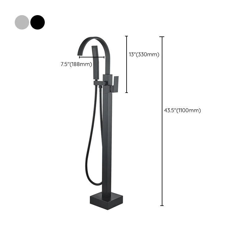 Modern High Arc Tap Brass Floor Mounted Free Standing Tub Filler Tap -Bathlova