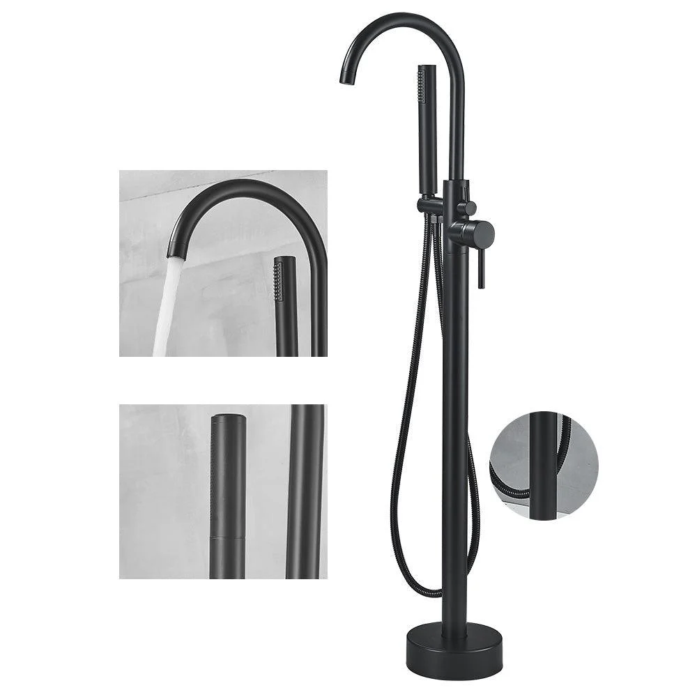 Modern High Arc Tap Brass Floor Mounted Free Standing Tub Filler Tap -Bathlova