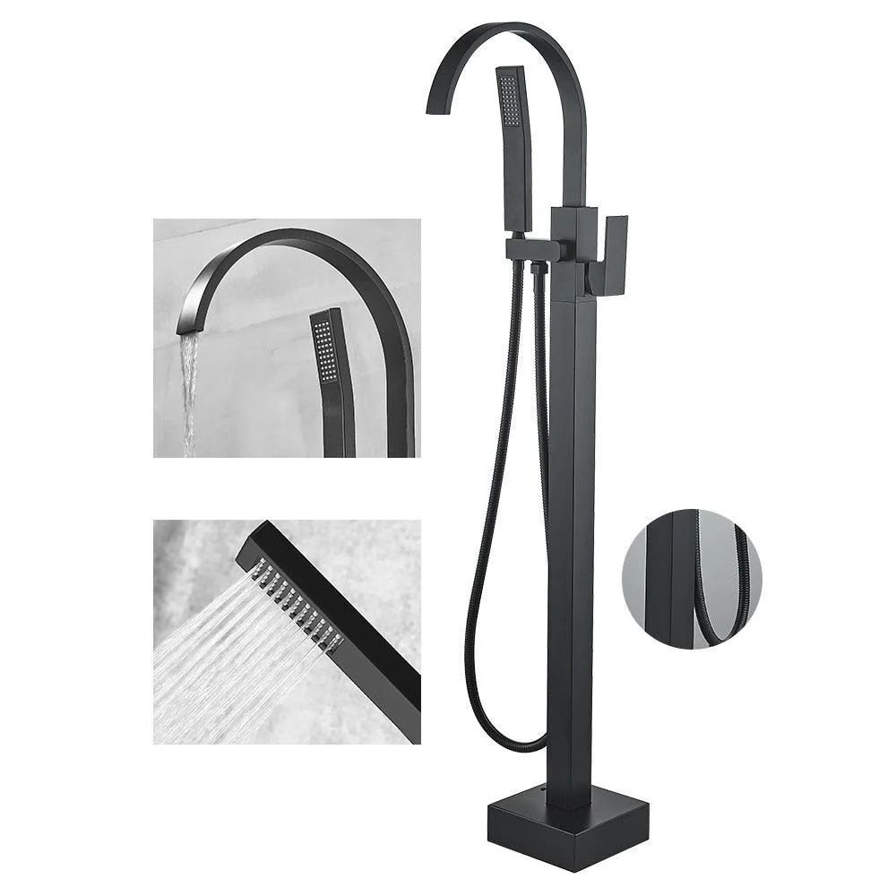 Modern High Arc Tap Brass Floor Mounted Free Standing Tub Filler Tap -Bathlova