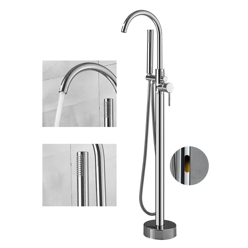 Modern High Arc Tap Brass Floor Mounted Free Standing Tub Filler Tap -Bathlova