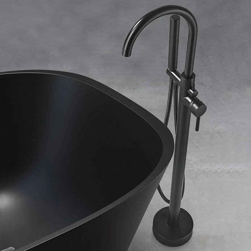 Modern High Arc Tap Brass Floor Mounted Free Standing Tub Filler Tap -Bathlova