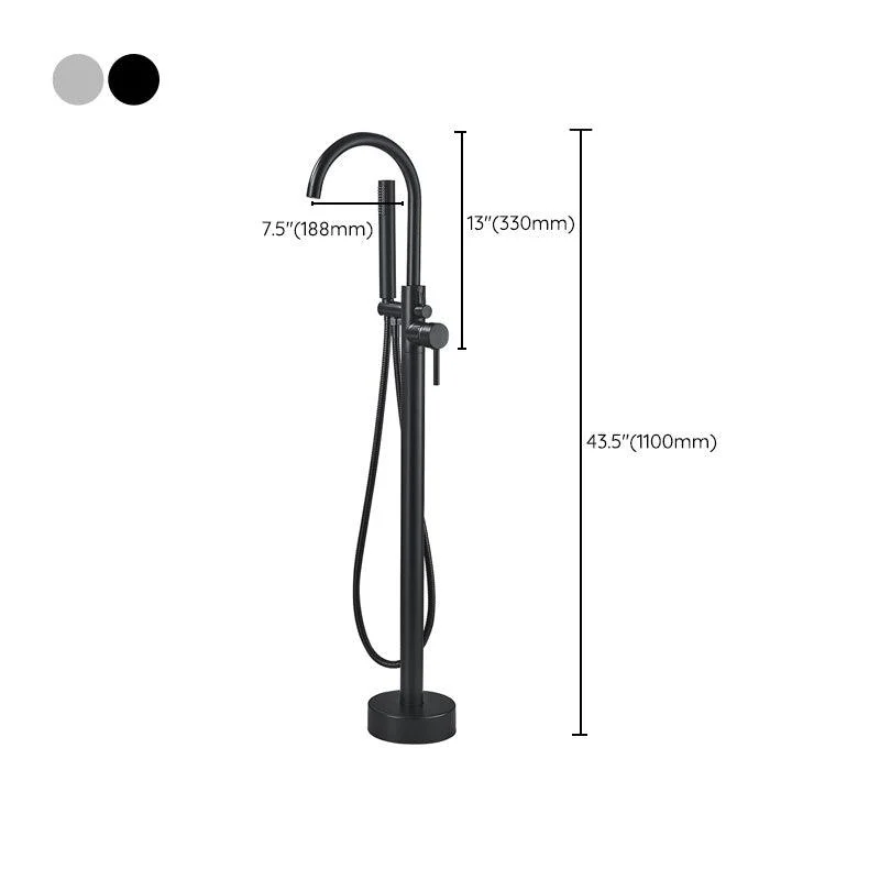 Modern High Arc Tap Brass Floor Mounted Free Standing Tub Filler Tap -Bathlova