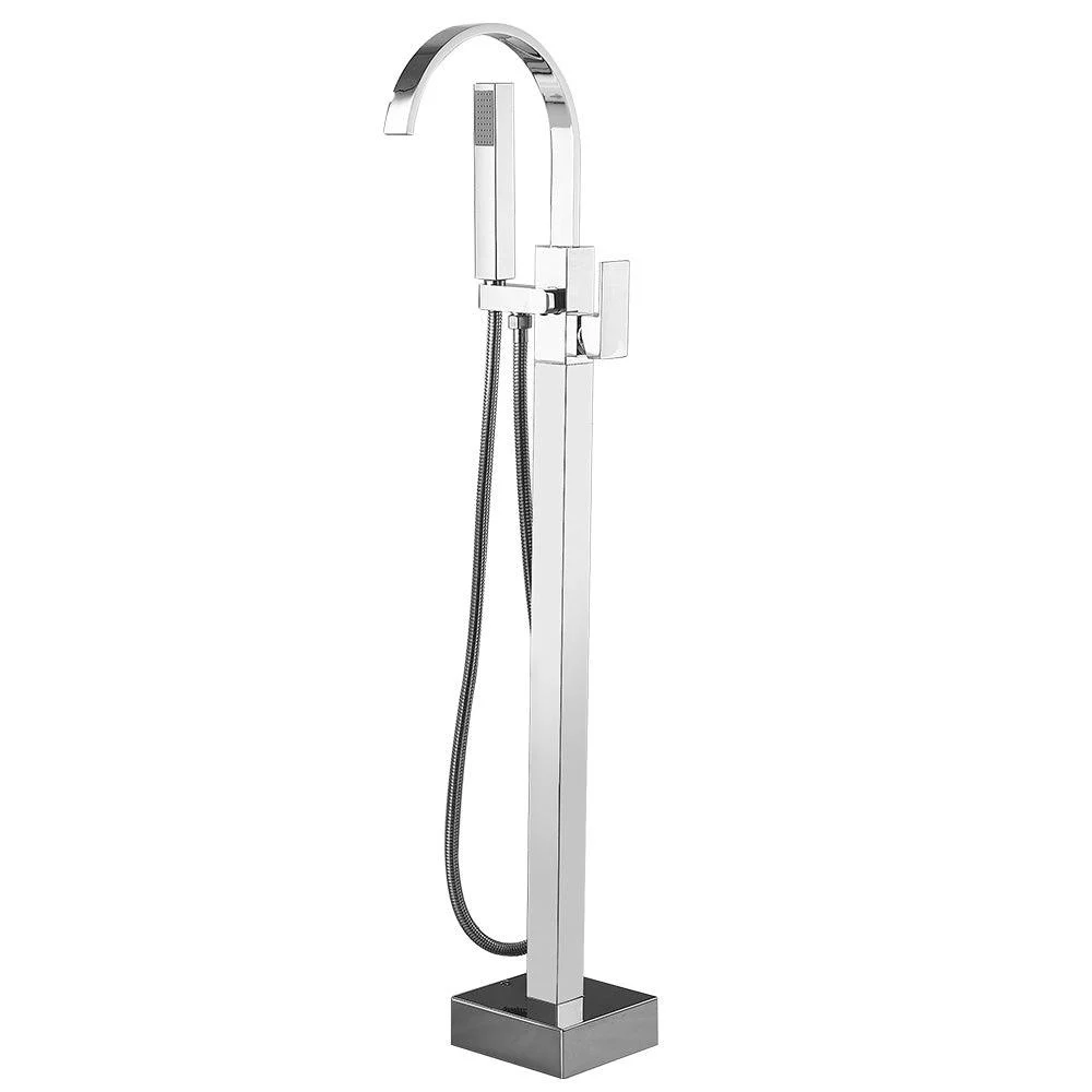 Modern High Arc Tap Brass Floor Mounted Free Standing Tub Filler Tap -Bathlova