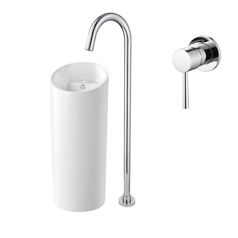 Modern High Arc Tap Floor Mounted Freestanding Tub Filler with Risers -Bathlova