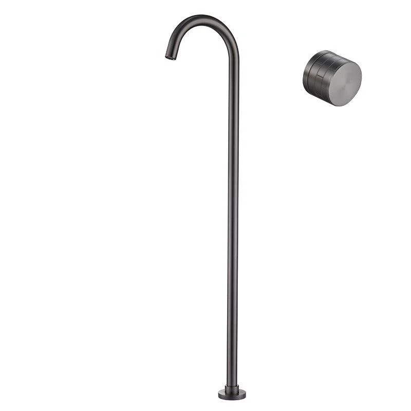 Modern High Arc Tap Floor Mounted Freestanding Tub Filler with Risers -Bathlova