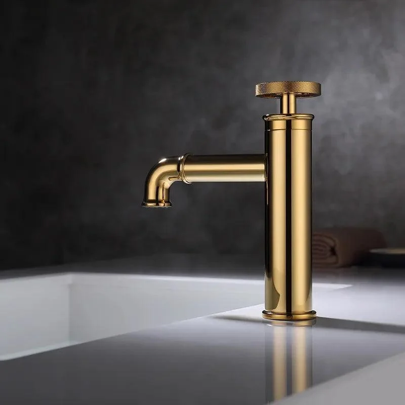 Modern Industrial Single Hole Bathroom Sink Tap Brushed in Gold -Bathlova