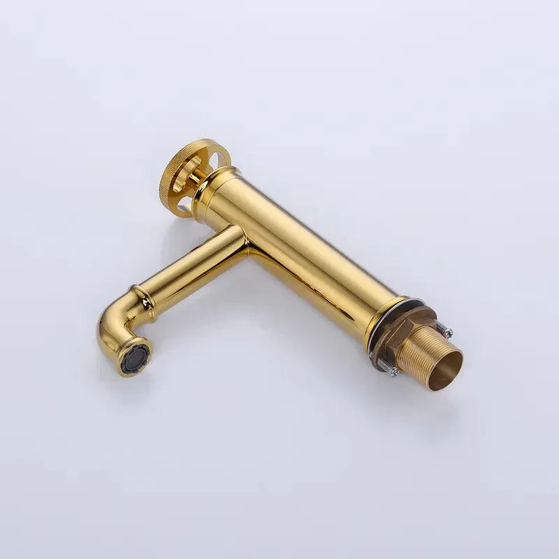 Modern Industrial Single Hole Bathroom Sink Tap Brushed in Gold -Bathlova