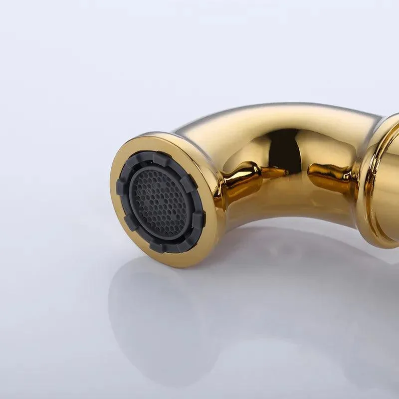 Modern Industrial Single Hole Bathroom Sink Tap Brushed in Gold -Bathlova