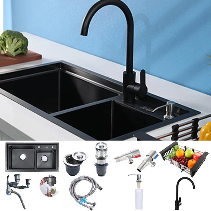 Modern Kitchen Sink Stainless Steel 2 Holes Drop-In Wear-resistant Kitchen Sink -Bathlova