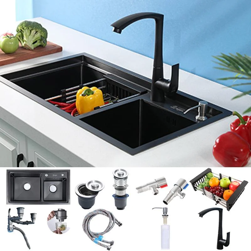 Modern Kitchen Sink Stainless Steel 2 Holes Drop-In Wear-resistant Kitchen Sink -Bathlova