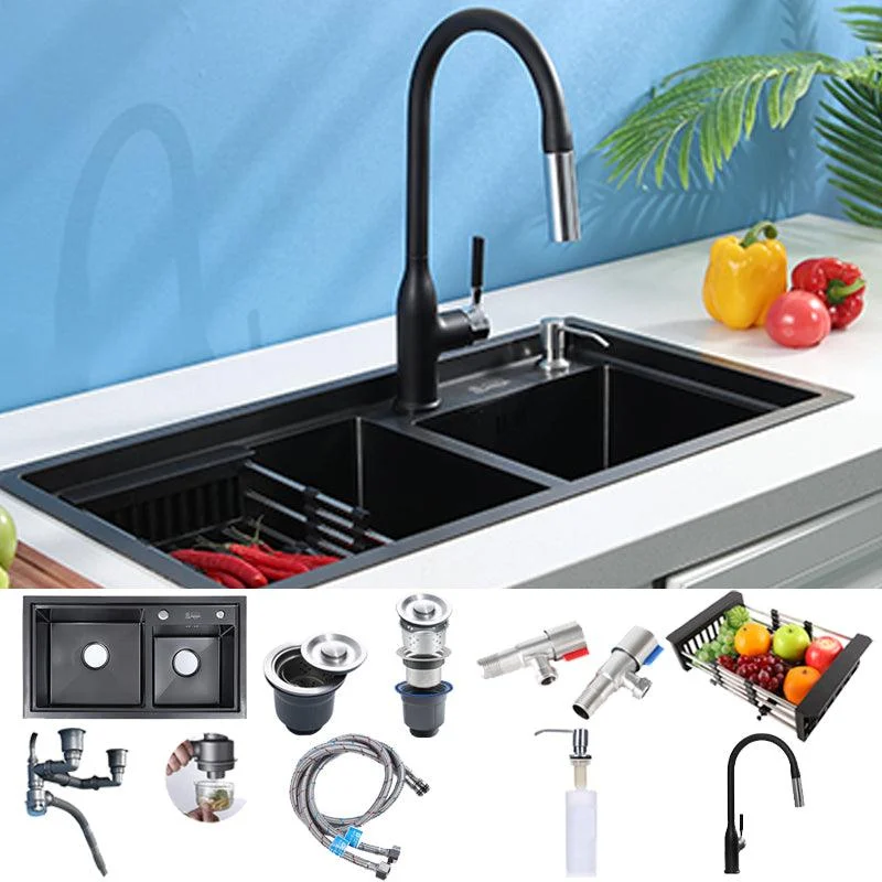 Modern Kitchen Sink Stainless Steel 2 Holes Drop-In Wear-resistant Kitchen Sink -Bathlova