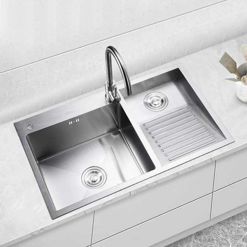 Modern Kitchen Sink Stainless Steel Double Sink with Accessories and Tap Workstation -Bathlova