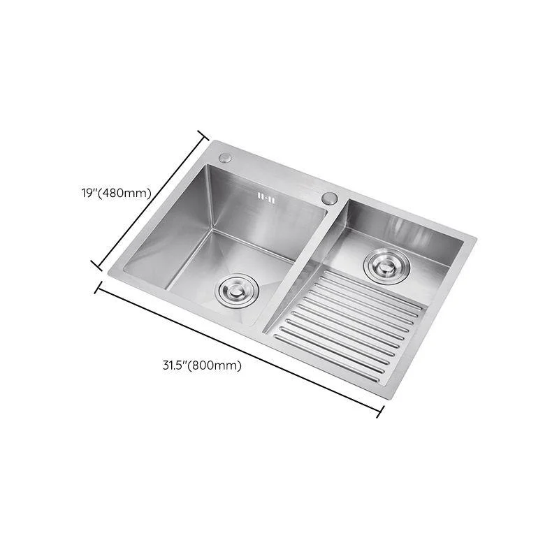 Modern Kitchen Sink Stainless Steel Double Sink with Accessories and Tap Workstation -Bathlova