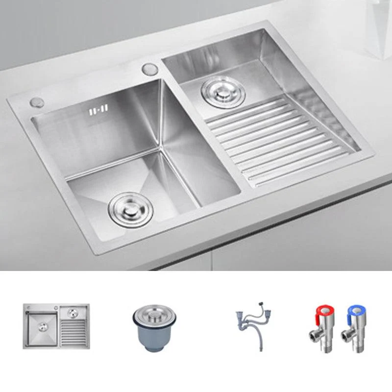 Modern Kitchen Sink Stainless Steel Double Sink with Accessories and Tap Workstation -Bathlova