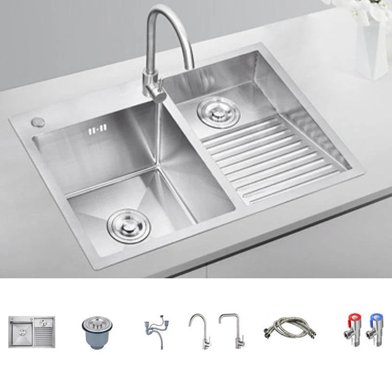 Modern Kitchen Sink Stainless Steel Double Sink with Accessories and Tap Workstation -Bathlova