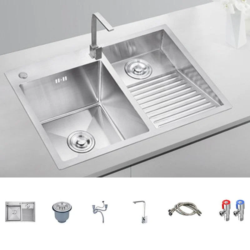 Modern Kitchen Sink Stainless Steel Double Sink with Accessories and Tap Workstation -Bathlova