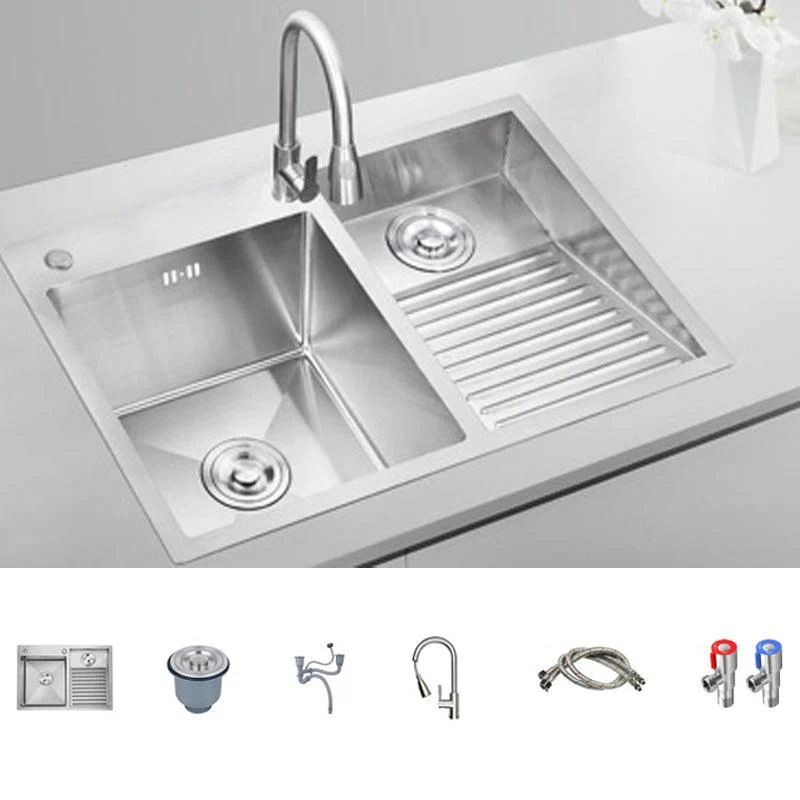 Modern Kitchen Sink Stainless Steel Double Sink with Accessories and Tap Workstation -Bathlova