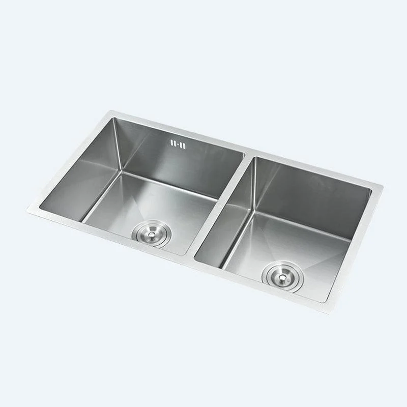 Modern Kitchen Sink Stainless Steel Double Sink with Drain Assembly Workstation Sink -Bathlova