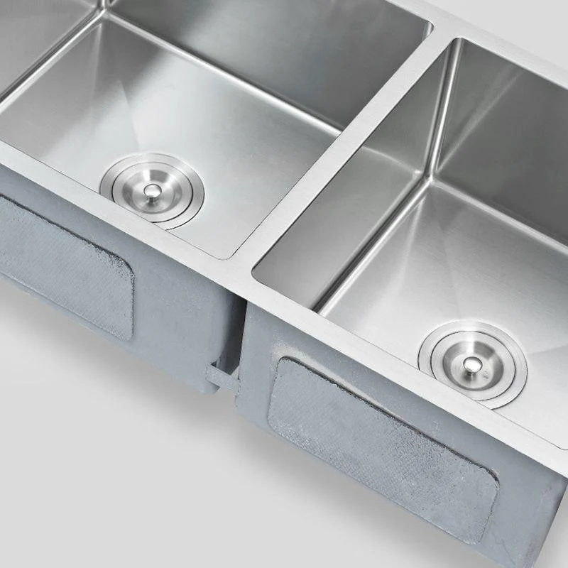 Modern Kitchen Sink Stainless Steel Double Sink with Drain Assembly Workstation Sink -Bathlova