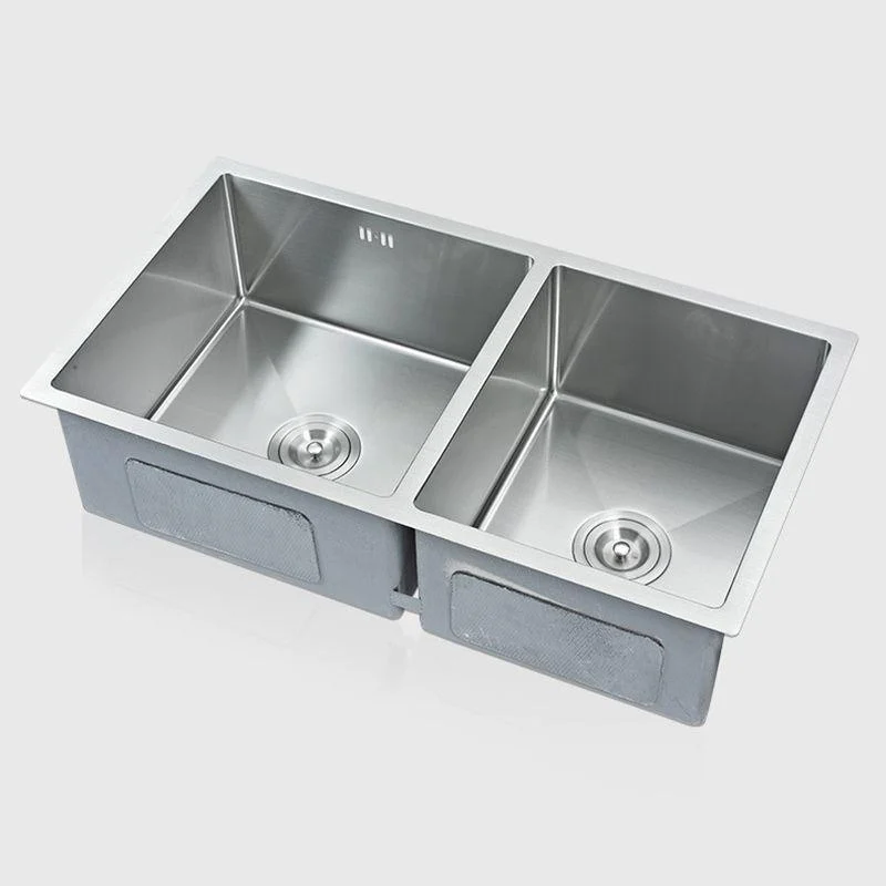 Modern Kitchen Sink Stainless Steel Double Sink with Drain Assembly Workstation Sink -Bathlova