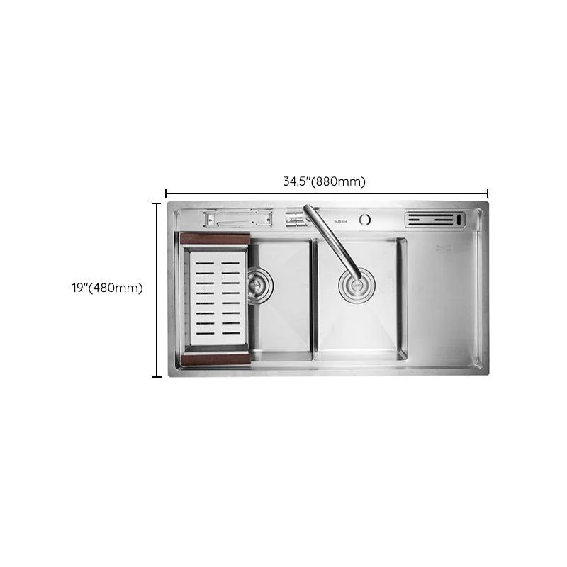 Modern Kitchen Sink Stainless Steel Double Sink with Grid and Strainer Workstation -Bathlova