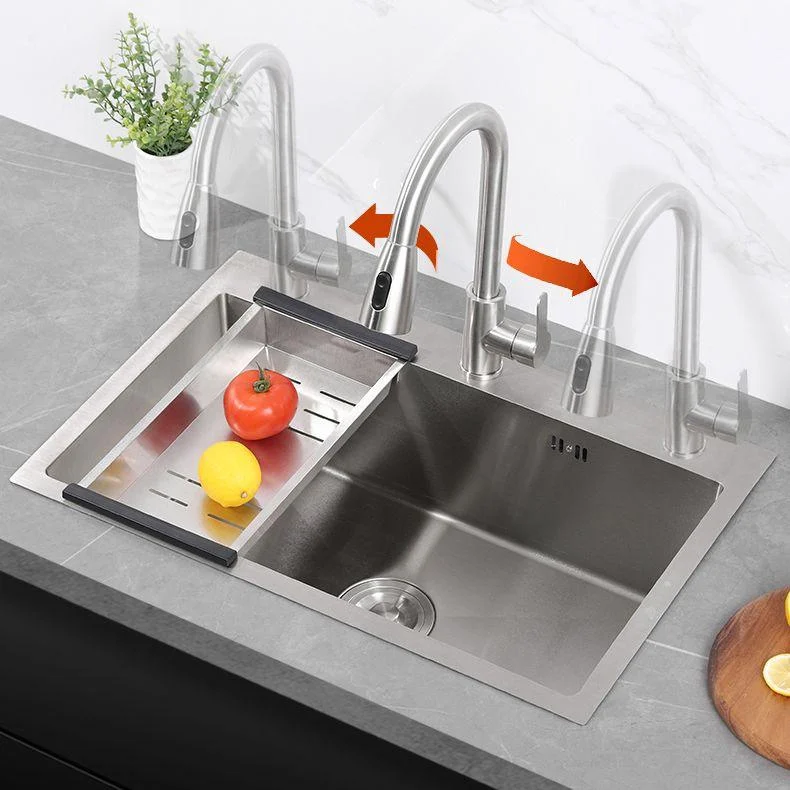 Modern Kitchen Sink Stainless Steel Kitchen Sink with Drain Strainer Kit -Bathlova