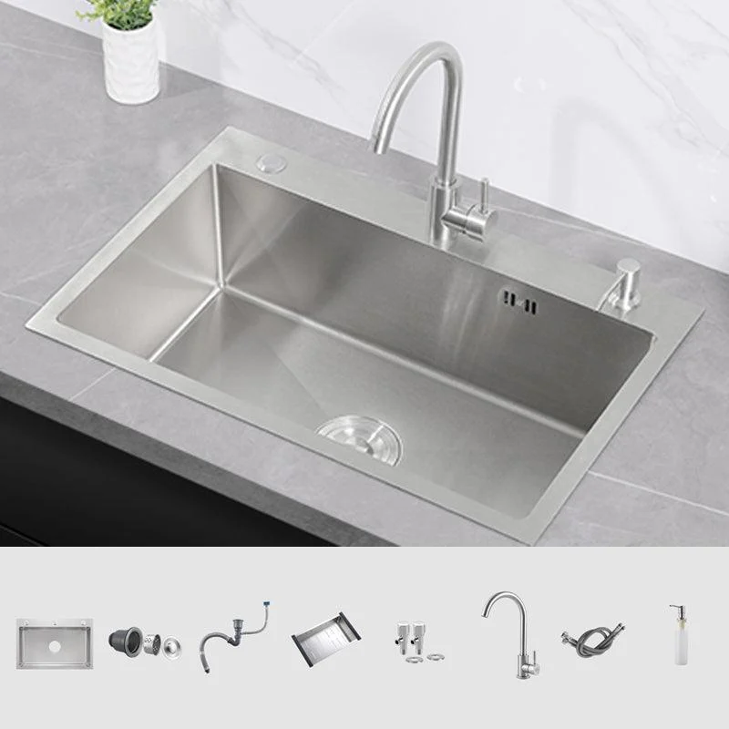 Modern Kitchen Sink Stainless Steel Kitchen Sink with Drain Strainer Kit -Bathlova