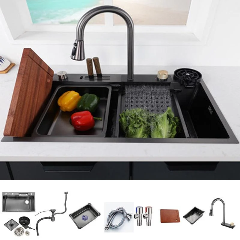 Modern Kitchen Sink Stainless Steel Noise-cancelling Drop-In Kitchen Sink with Tap -Bathlova