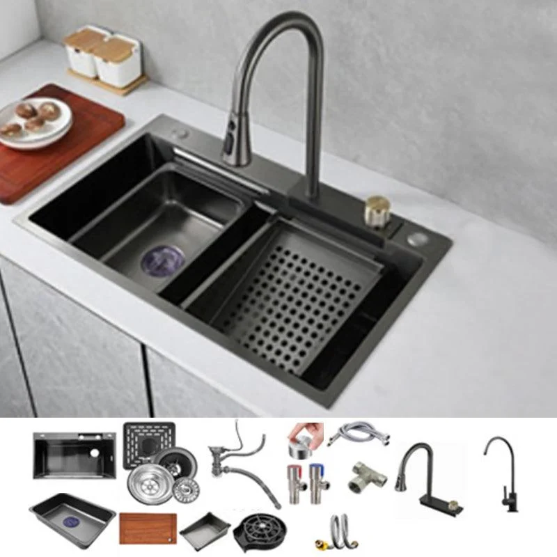 Modern Kitchen Sink Stainless Steel Noise-cancelling Drop-In Kitchen Sink with Tap -Bathlova