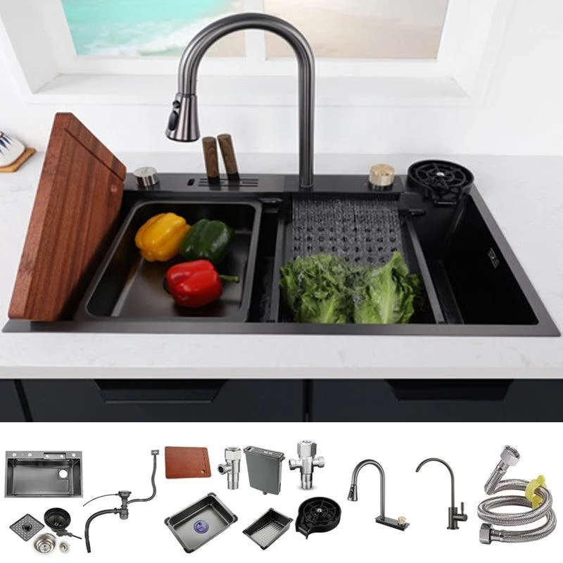 Modern Kitchen Sink Stainless Steel Noise-cancelling Drop-In Kitchen Sink with Tap -Bathlova