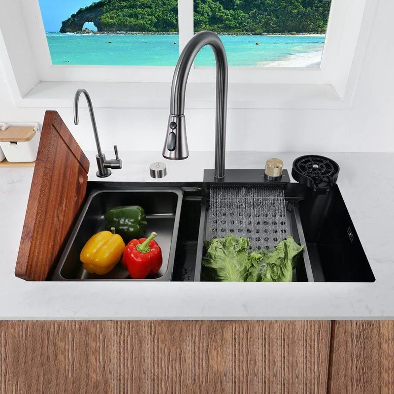 Modern Kitchen Sink Stainless Steel Noise-cancelling Drop-In Kitchen Sink with Tap -Bathlova