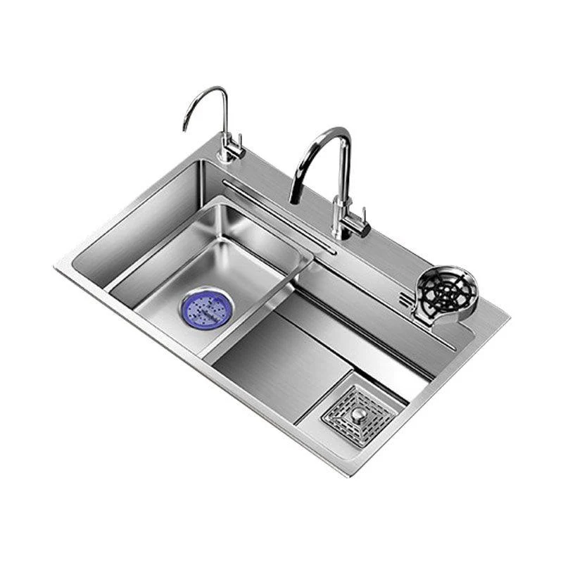 Modern Kitchen Sink Stainless Steel Strainer Kitchen Sink with Tap in Chrome -Bathlova