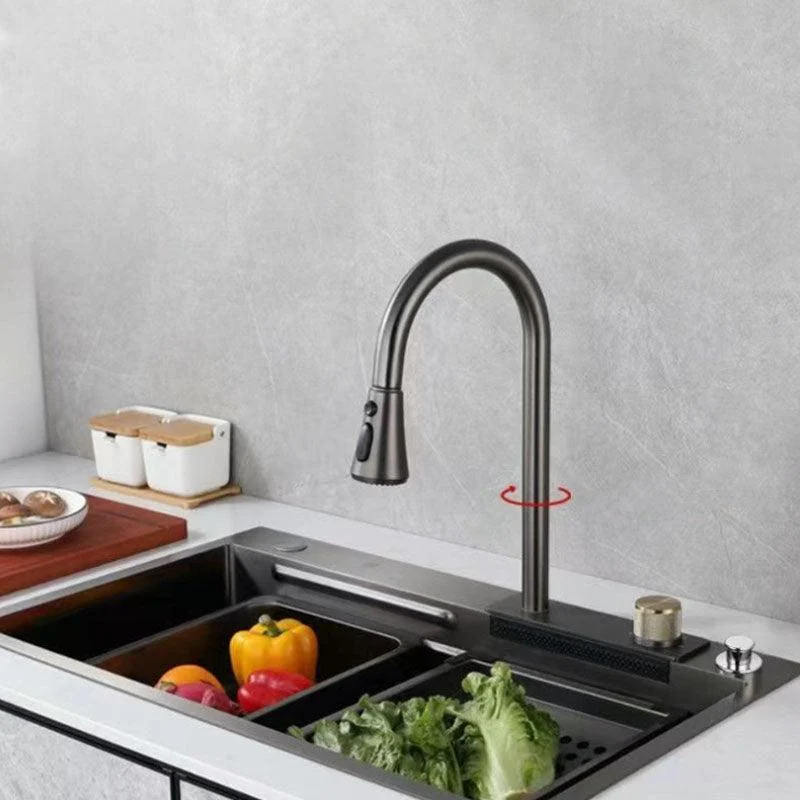 Modern Kitchen Sink Stainless Steel with Accessories and Tap Bar Prep Sink -Bathlova