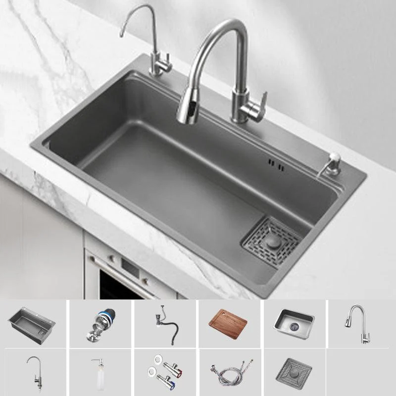 Modern Kitchen Sink Stainless Steel with Accessories and Tap Top-Mount Workstation Sink -Bathlova