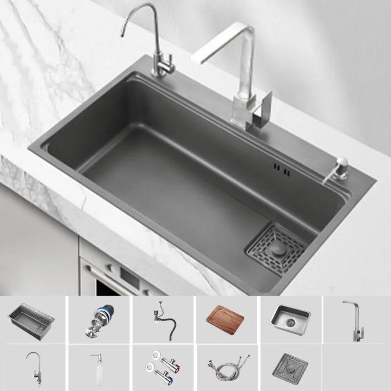 Modern Kitchen Sink Stainless Steel with Accessories and Tap Top-Mount Workstation Sink -Bathlova