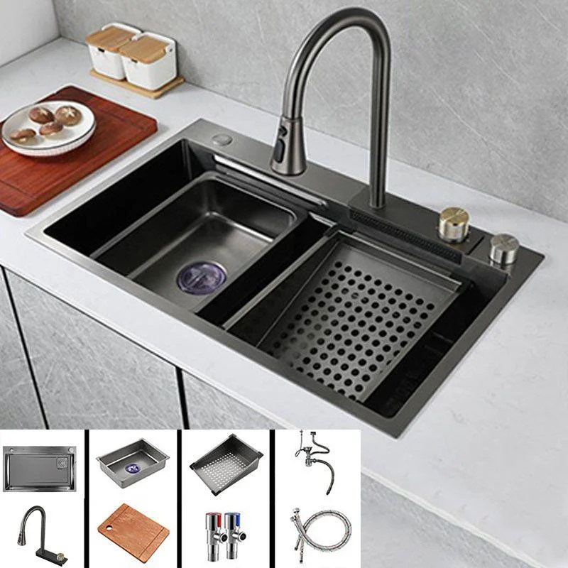 Modern Kitchen Sink Stainless Steel with Accessories Tap Cutting-Board Prep Station -Bathlova