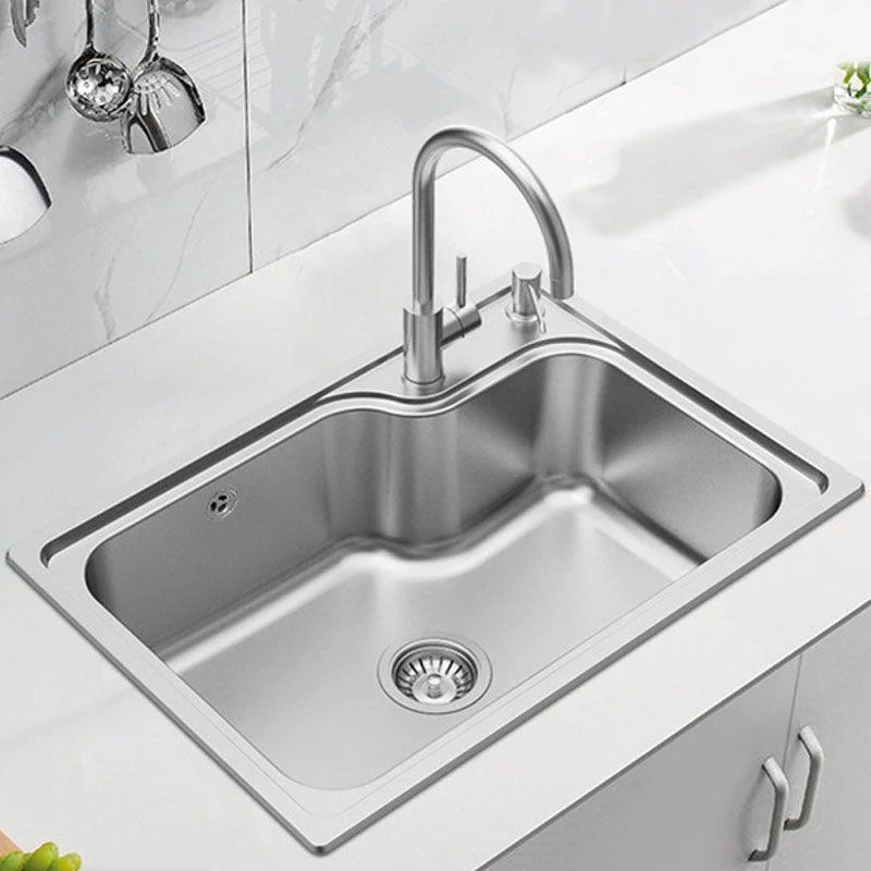 Modern Kitchen Sink Stainless Steel with Basket Strainer and Drain Assembly Sink Only -Bathlova