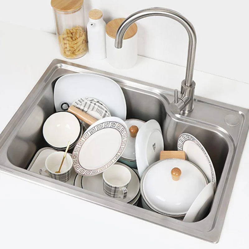 Modern Kitchen Sink Stainless Steel with Basket Strainer and Drain Assembly Sink Only -Bathlova