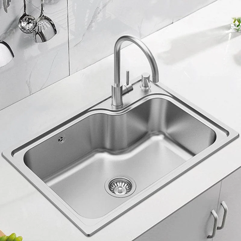 Modern Kitchen Sink Stainless Steel with Basket Strainer and Drain Assembly Sink Only -Bathlova