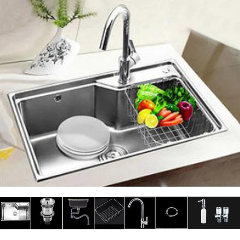 Modern Kitchen Sink Stainless Steel with Basket Strainer and Tap Workstation Sink -Bathlova