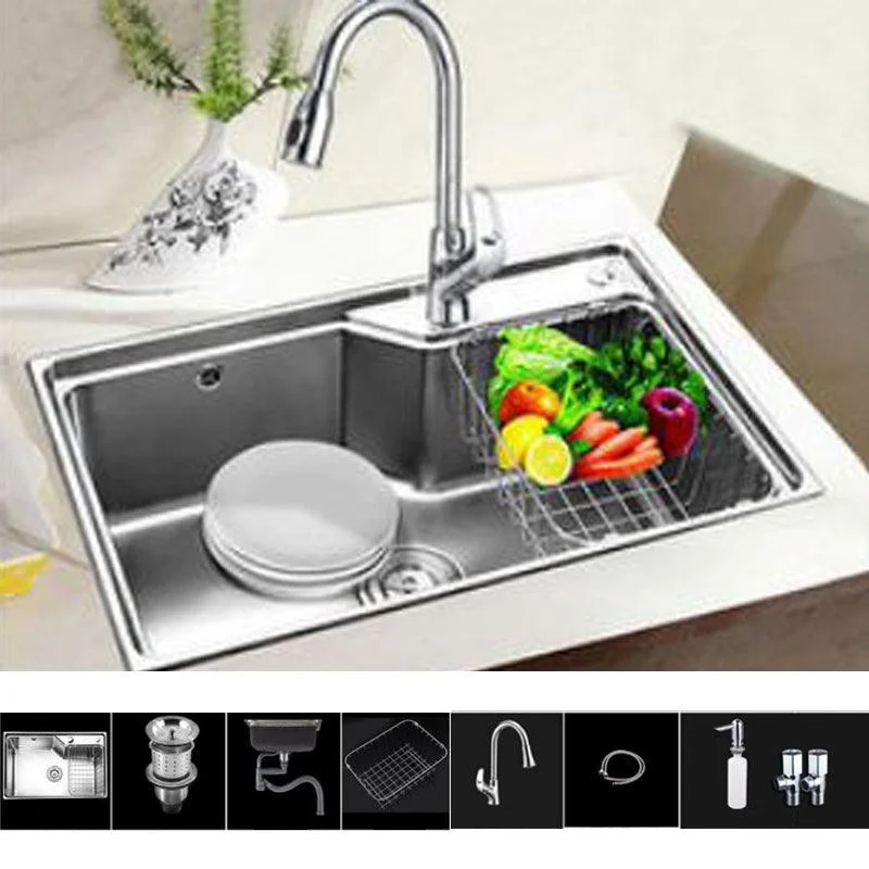 Modern Kitchen Sink Stainless Steel with Basket Strainer and Tap Workstation Sink -Bathlova