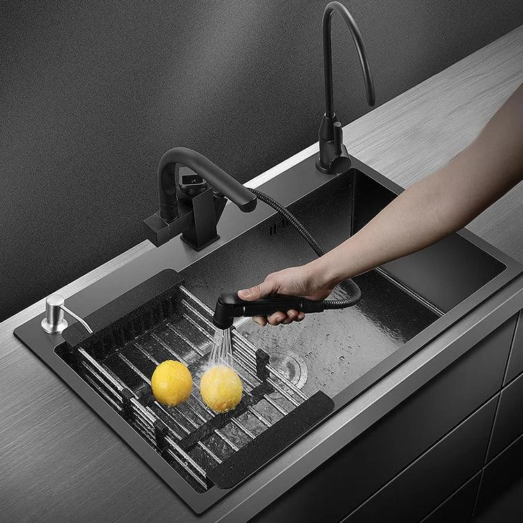 Modern Kitchen Sink Stainless Steel with Grid and Strainer Top-Mount Workstation Ledge -Bathlova