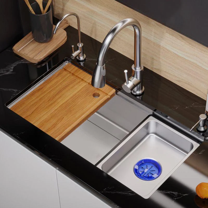 Modern Kitchen Sink Stainless Steel with Grid Strainer and Tap Workstation Sink -Bathlova