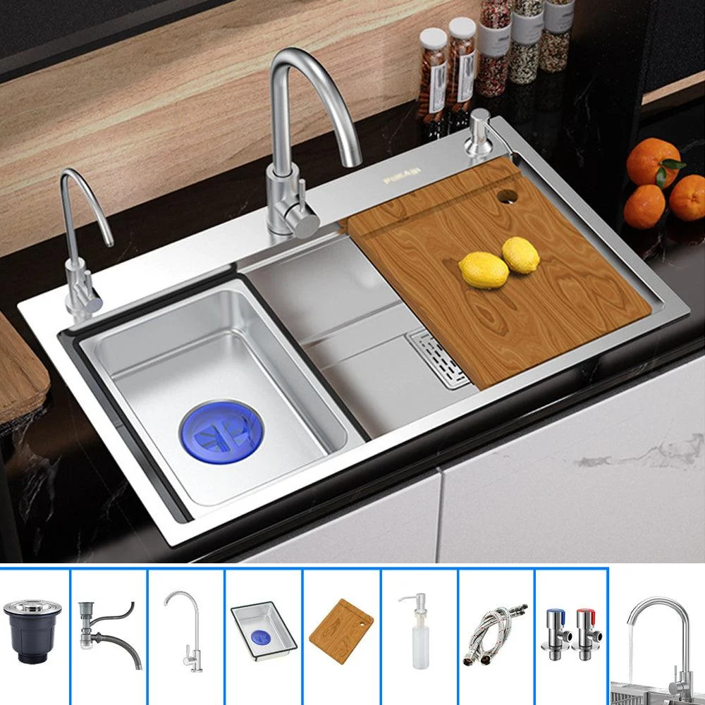 Modern Kitchen Sink Stainless Steel with Grid Strainer and Tap Workstation Sink -Bathlova