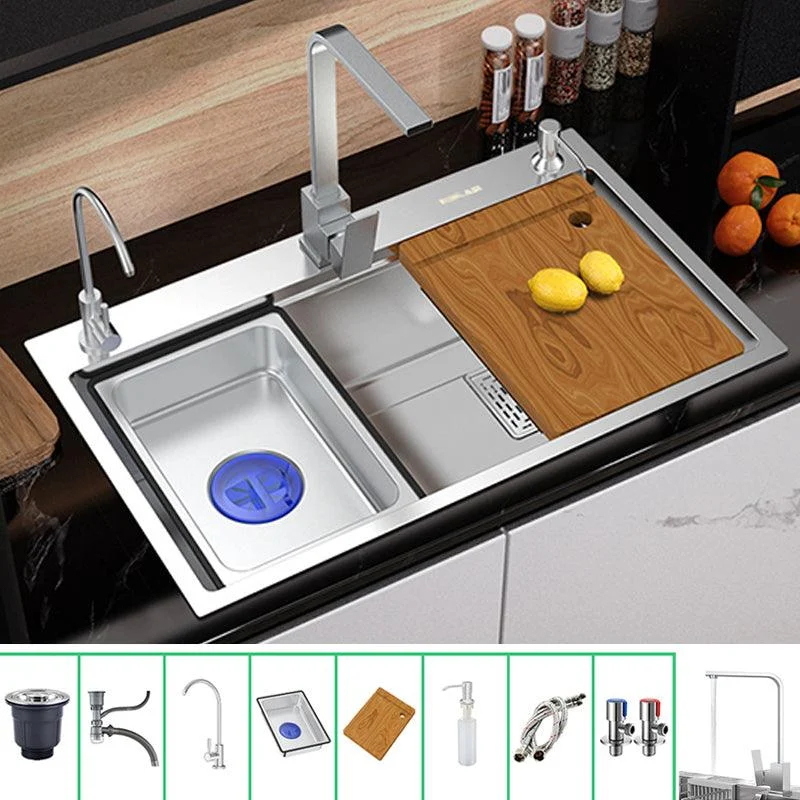 Modern Kitchen Sink Stainless Steel with Grid Strainer and Tap Workstation Sink -Bathlova