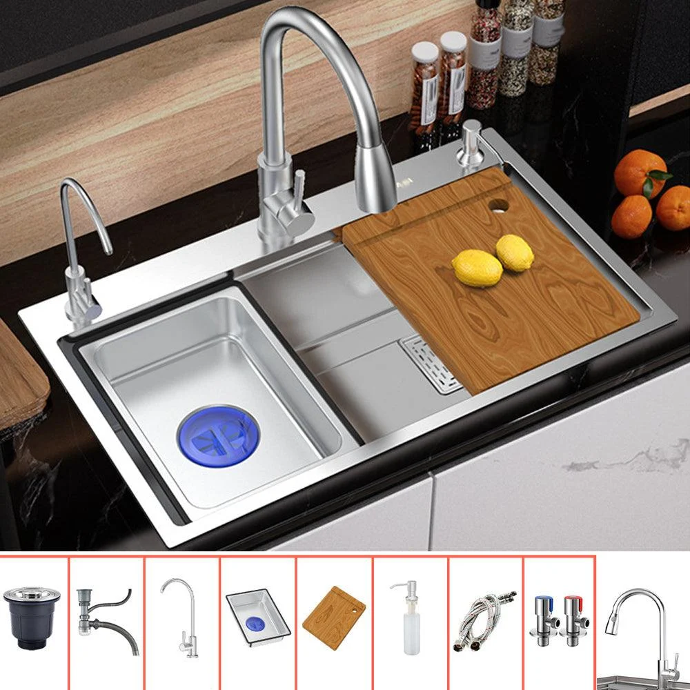 Modern Kitchen Sink Stainless Steel with Grid Strainer and Tap Workstation Sink -Bathlova