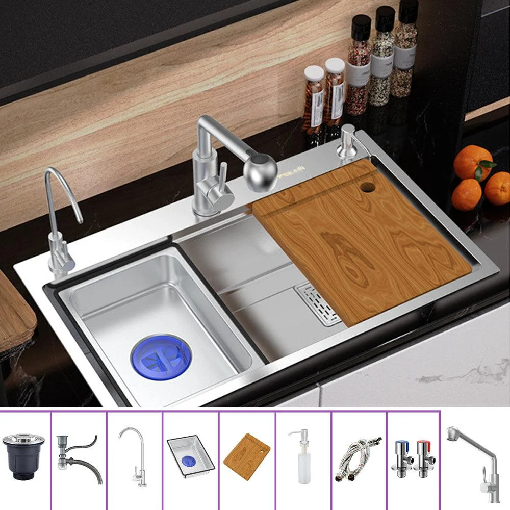 Modern Kitchen Sink Stainless Steel with Grid Strainer and Tap Workstation Sink -Bathlova