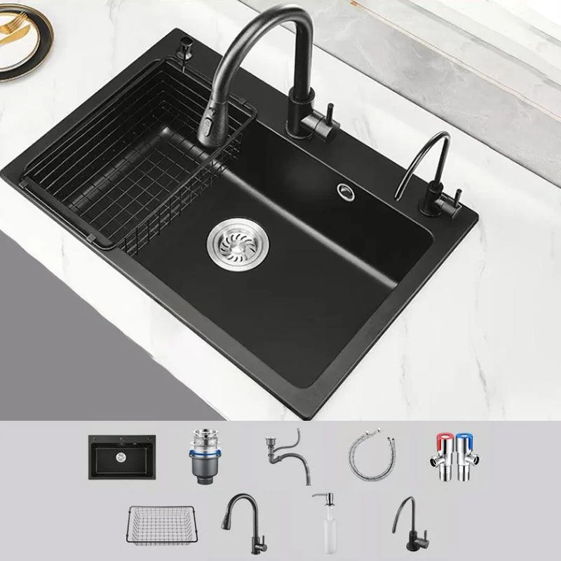 Modern Kitchen Sink White Pull-out Tap Rectangular Anti-spill Kitchen Sink -Bathlova