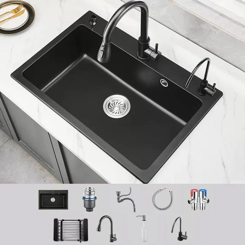 Modern Kitchen Sink White Pull-out Tap Rectangular Anti-spill Kitchen Sink -Bathlova